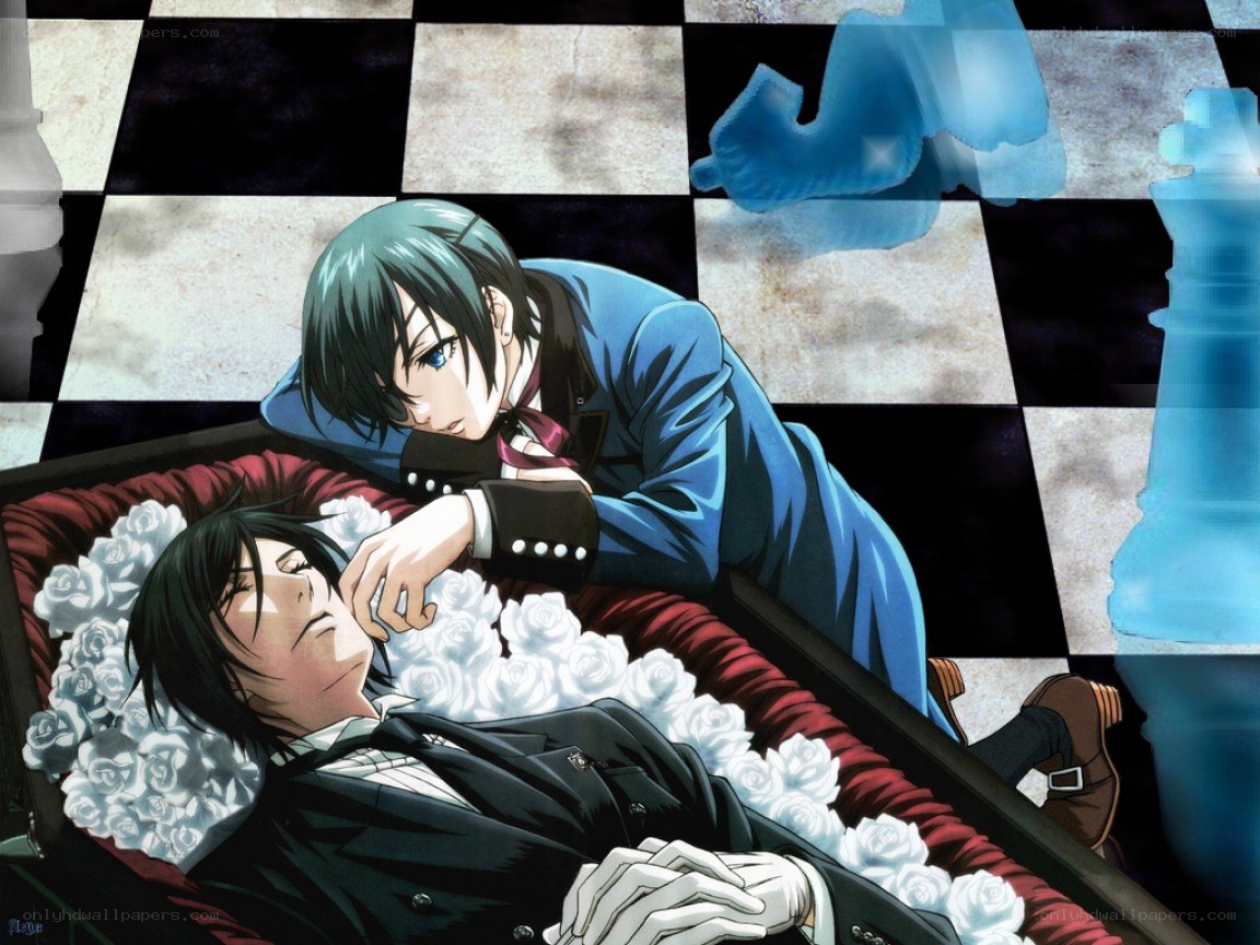 Anime characters in a coffin