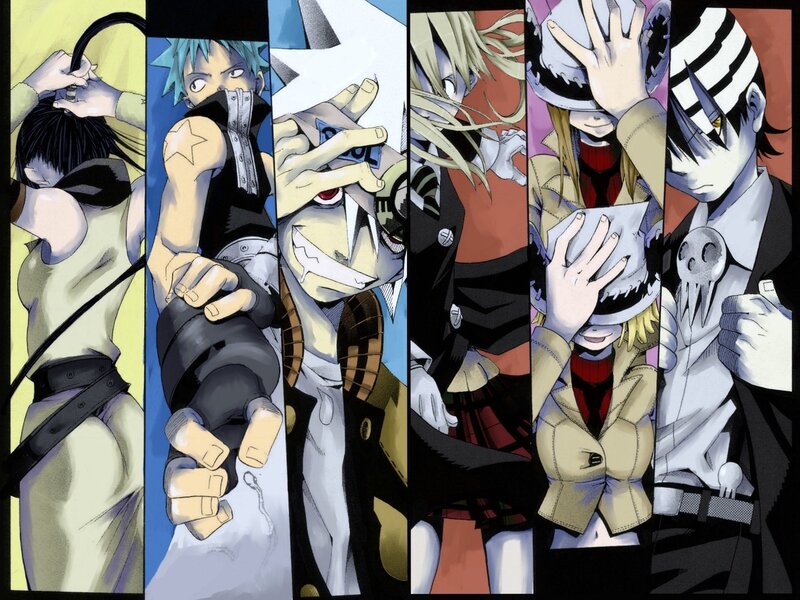 Anime characters in a collage
