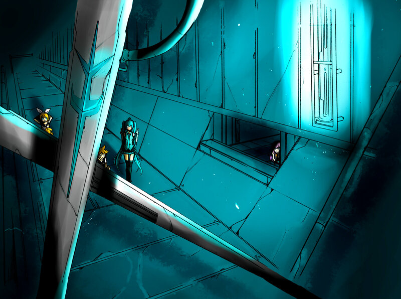 Anime Characters in a Corridor