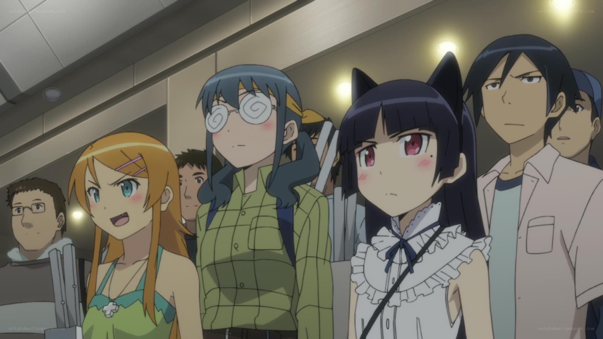 anime characters in a crowd