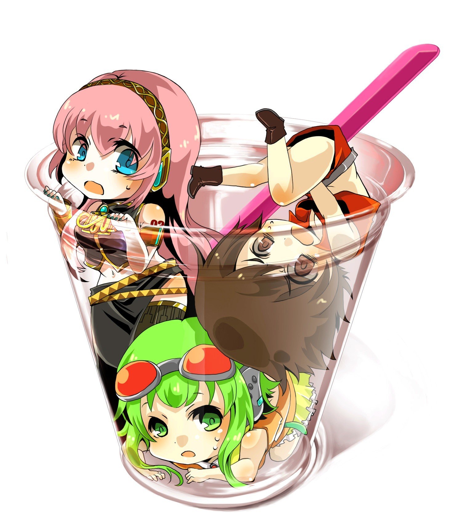 anime characters in a cup