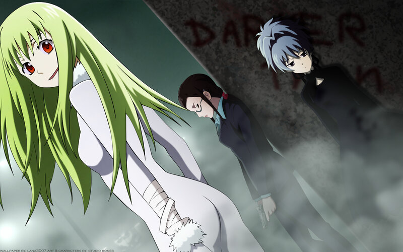 Anime characters in a dark alley