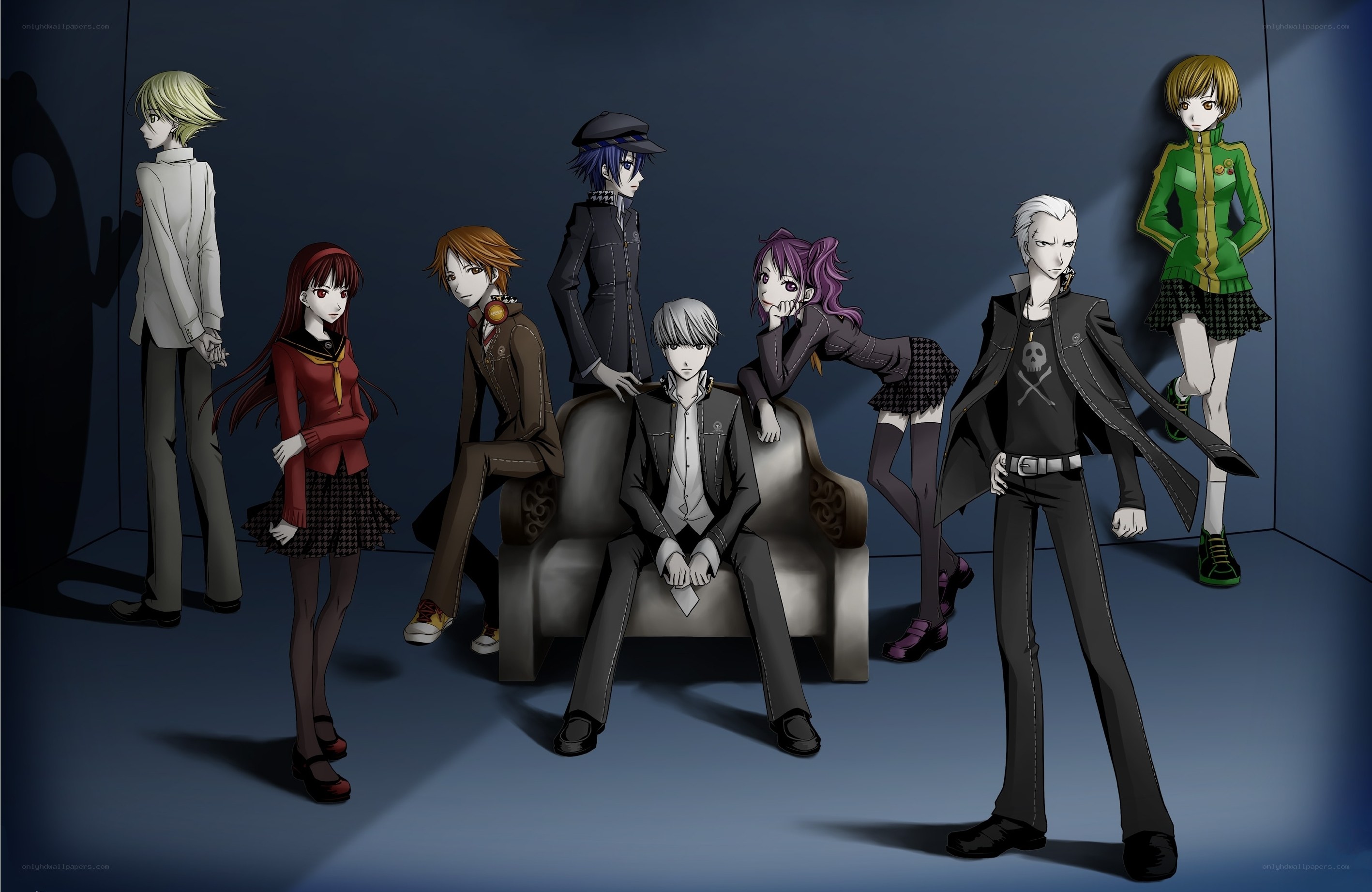 anime characters in a dark room