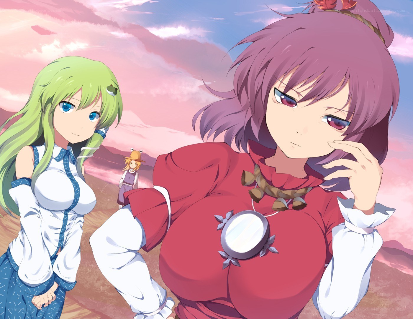 Anime characters in a desert landscape