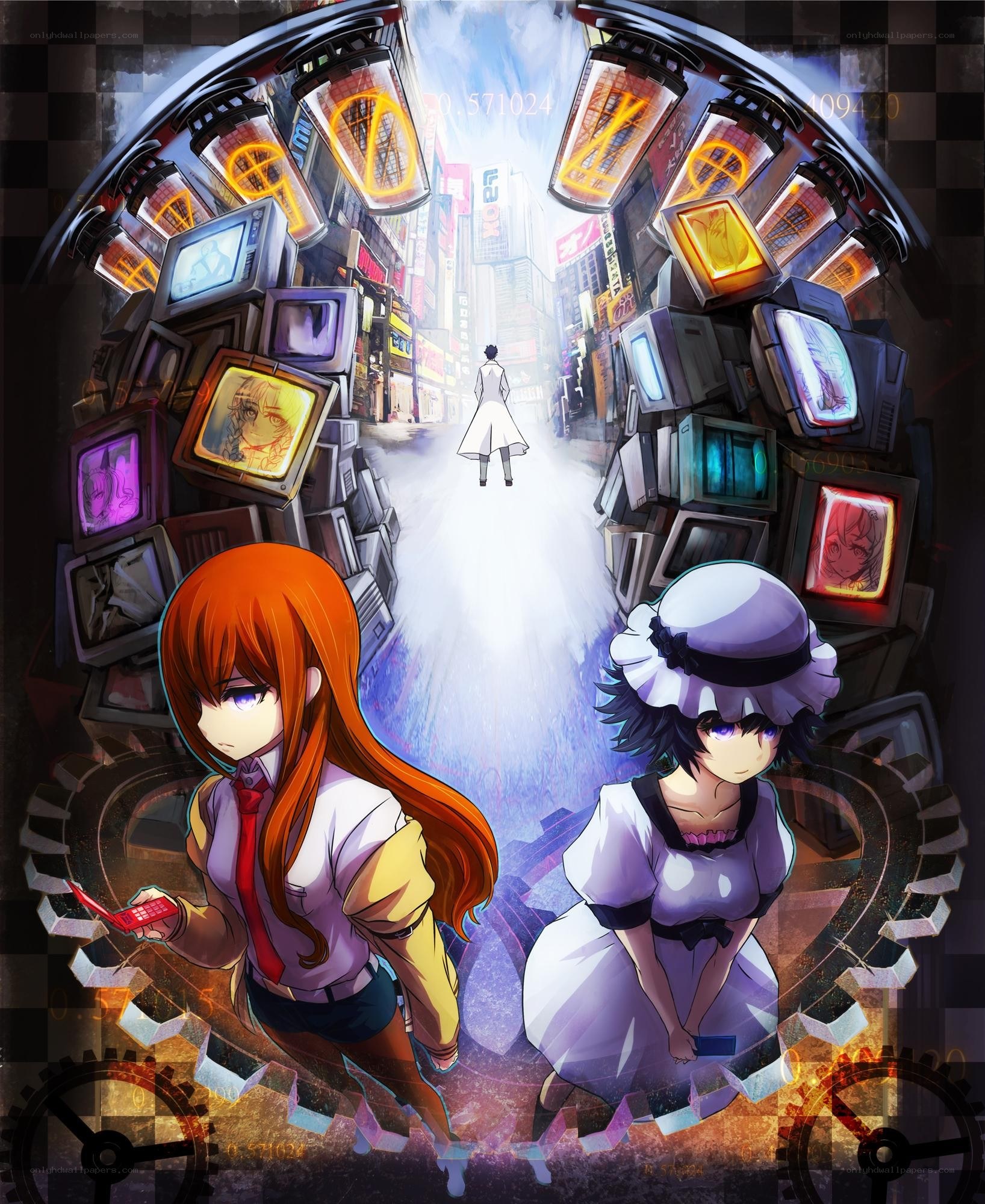 anime characters in a digital city