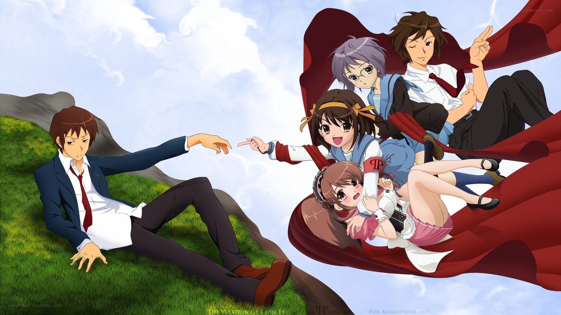 anime characters in a divine scene