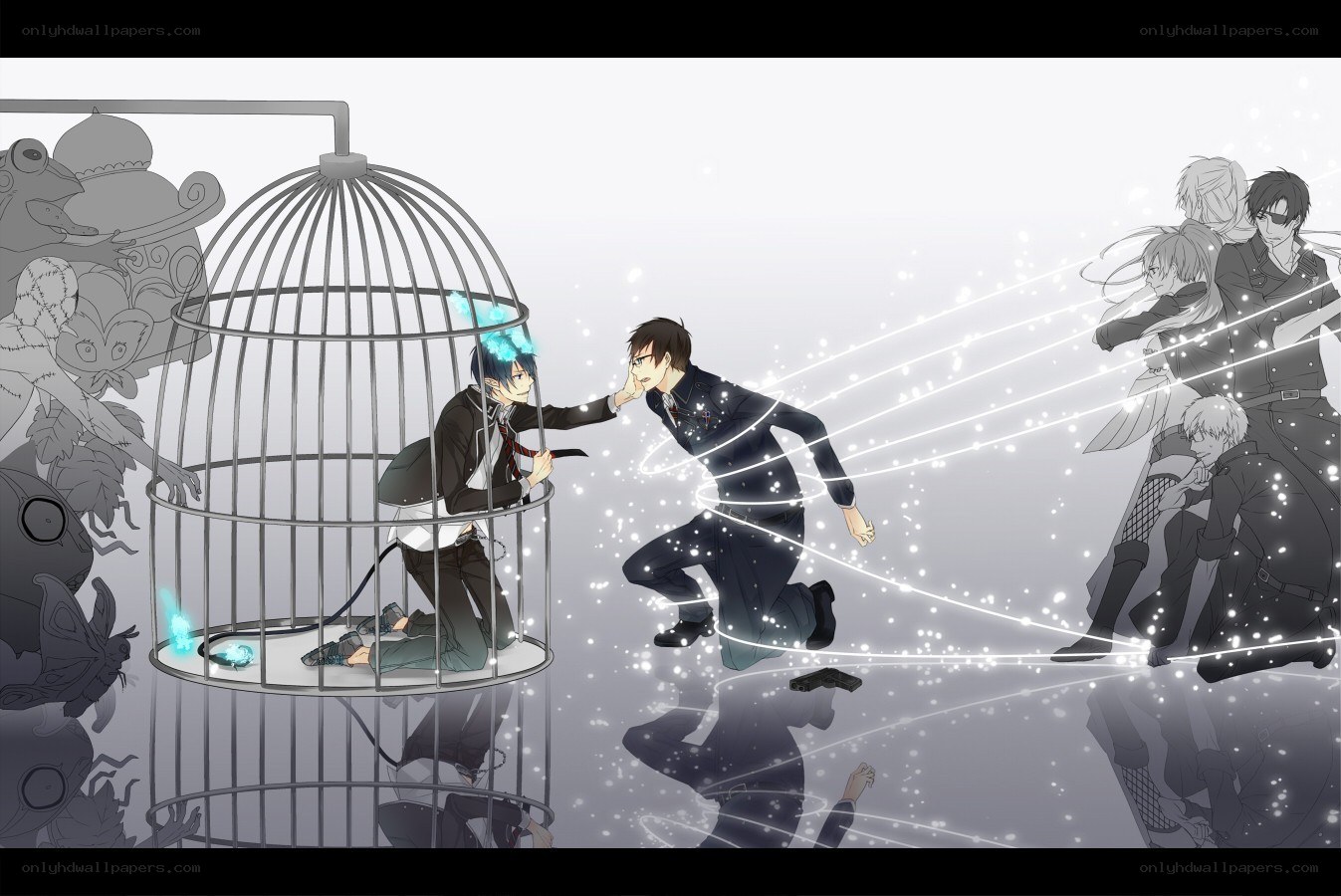 Anime characters in a dramatic scene