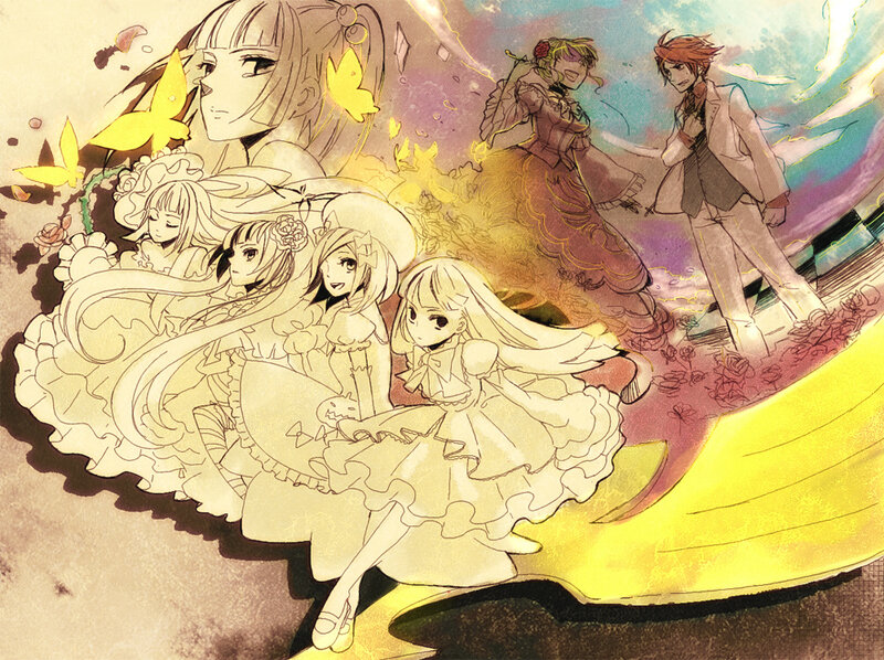 anime characters in a dreamlike scene