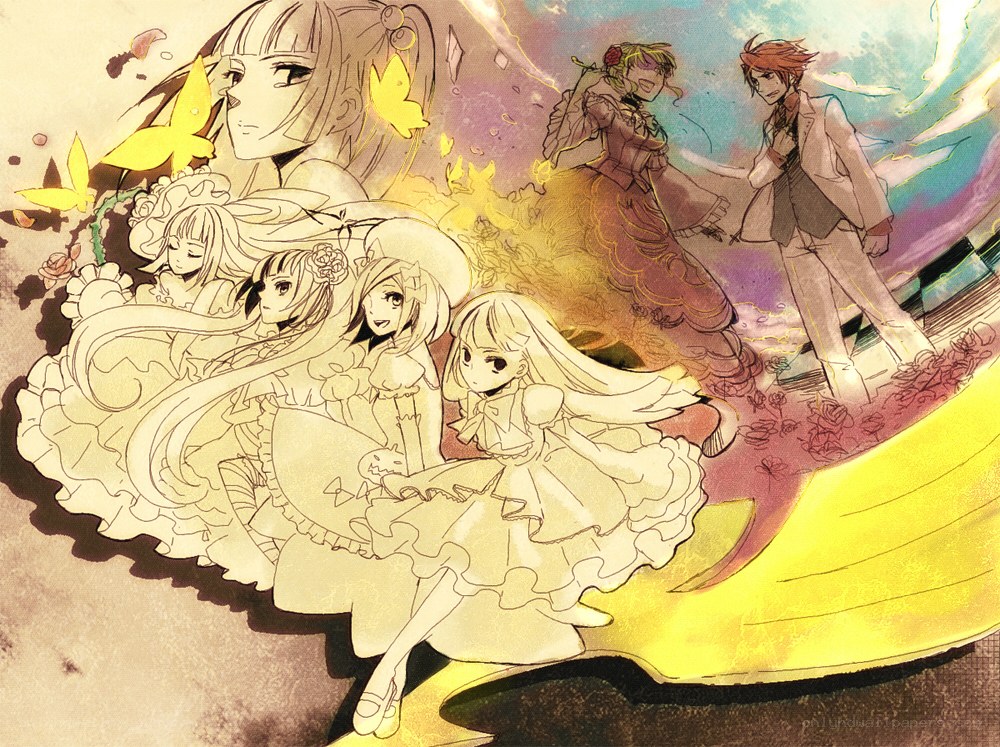 anime characters in a dreamlike scene