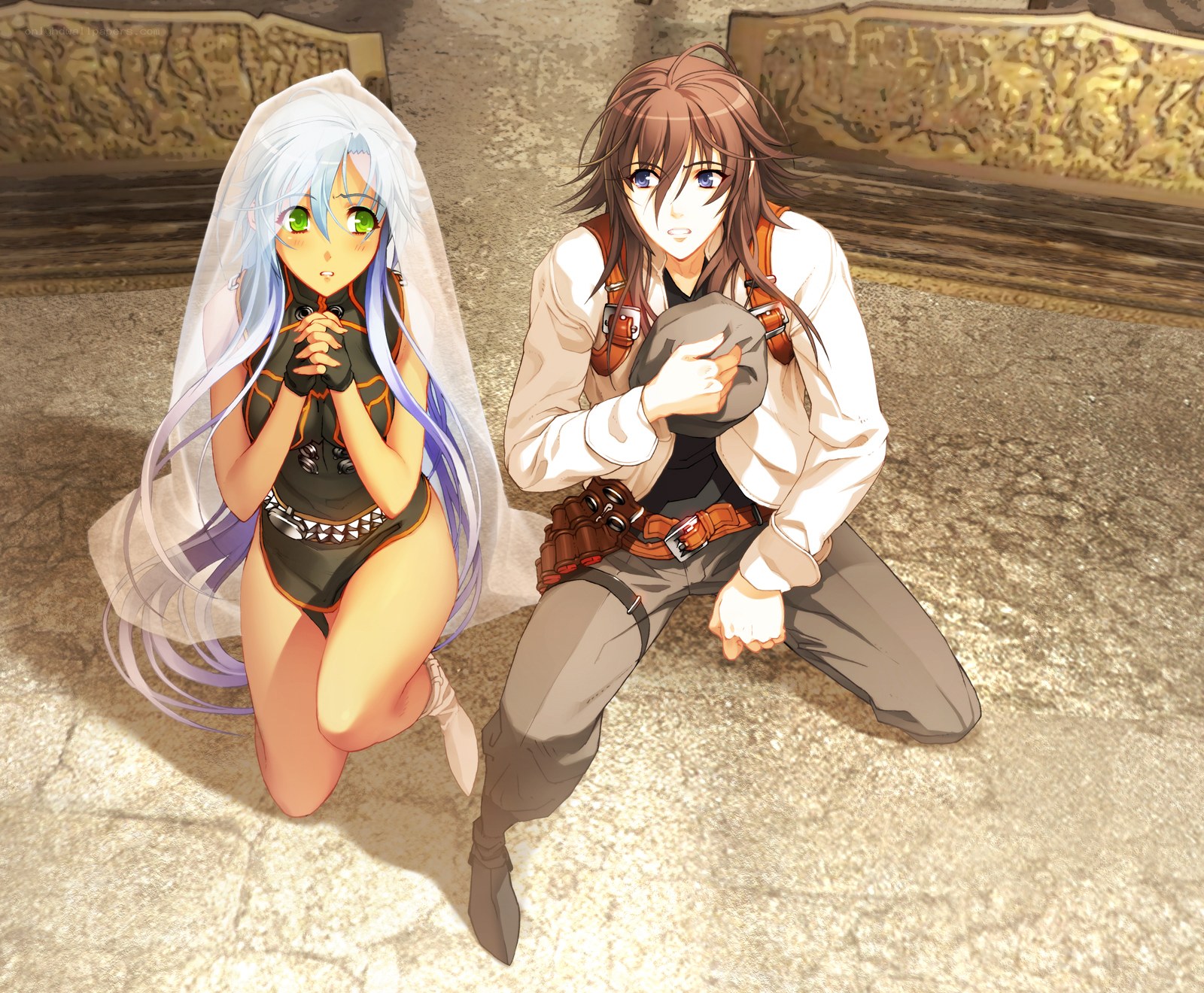 anime characters in a dungeon