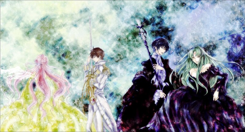 anime characters in a fantasy scene