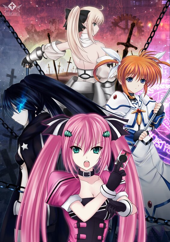 Anime characters in a fantasy scene