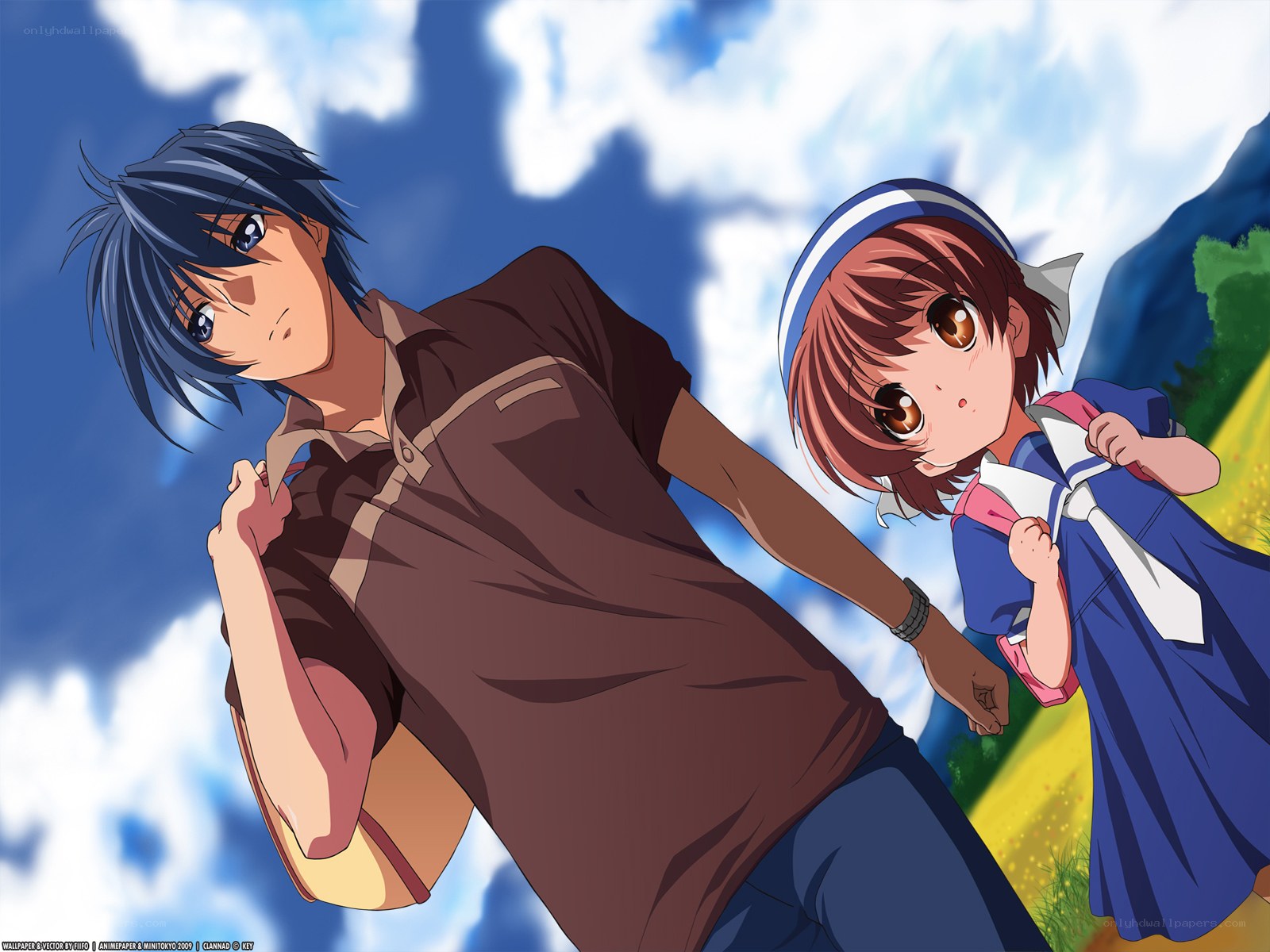 anime characters in a field