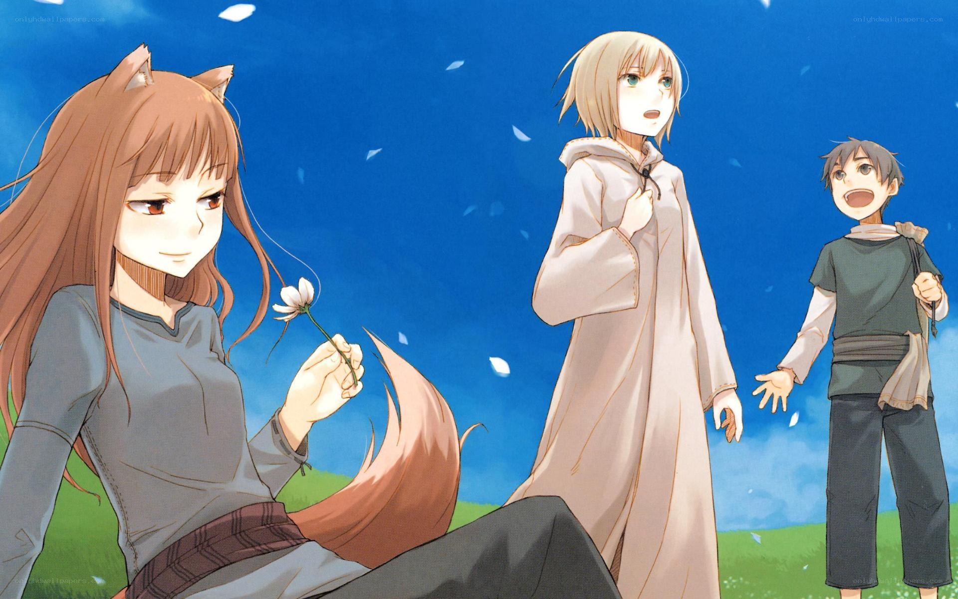 Anime characters in a field