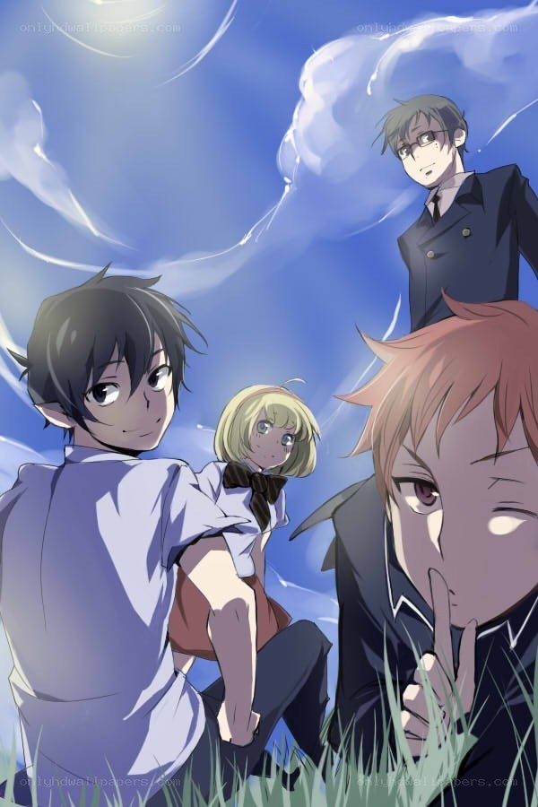 anime characters in a field