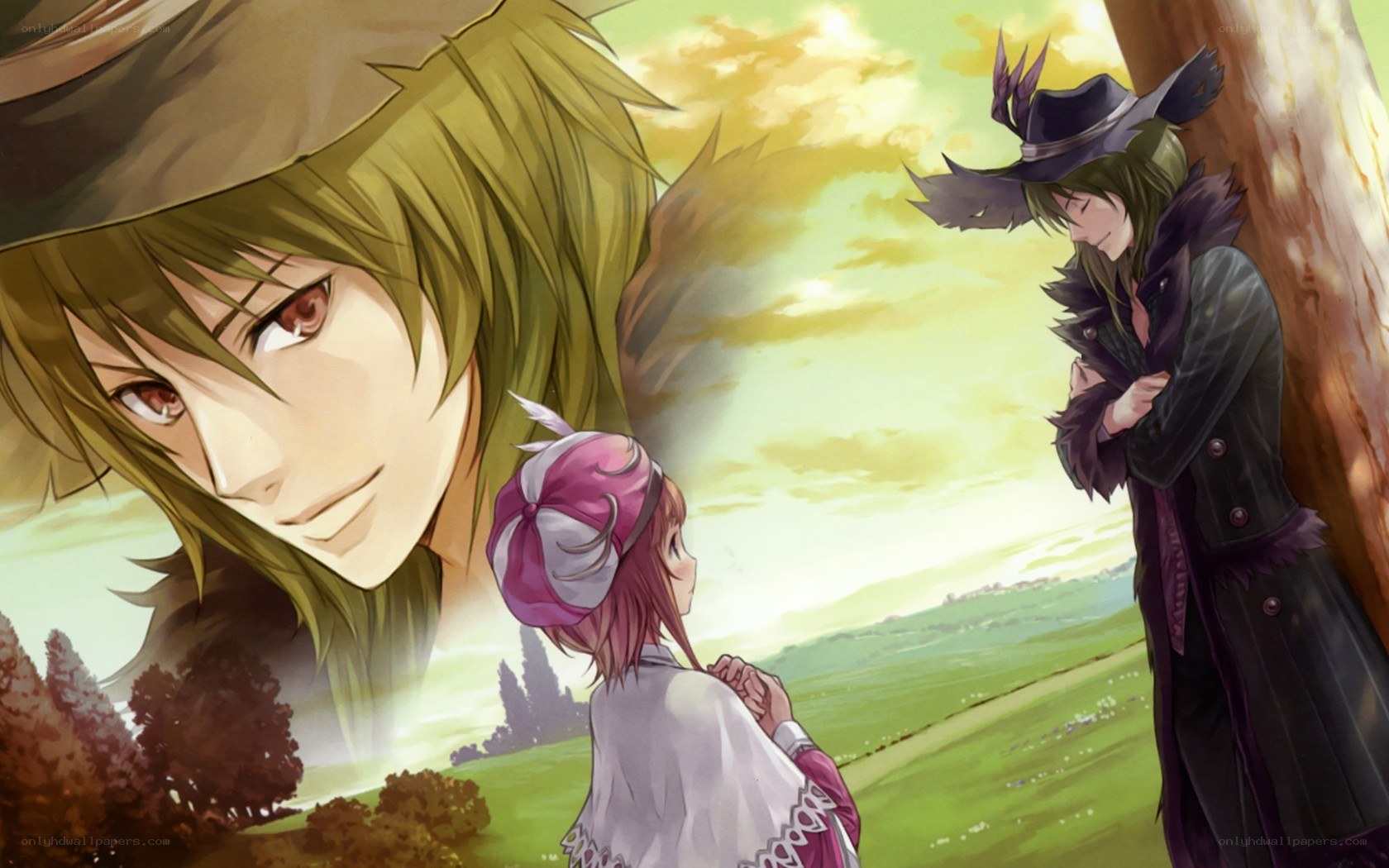 anime characters in a field