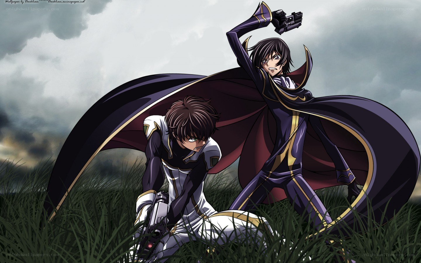 anime characters in a field