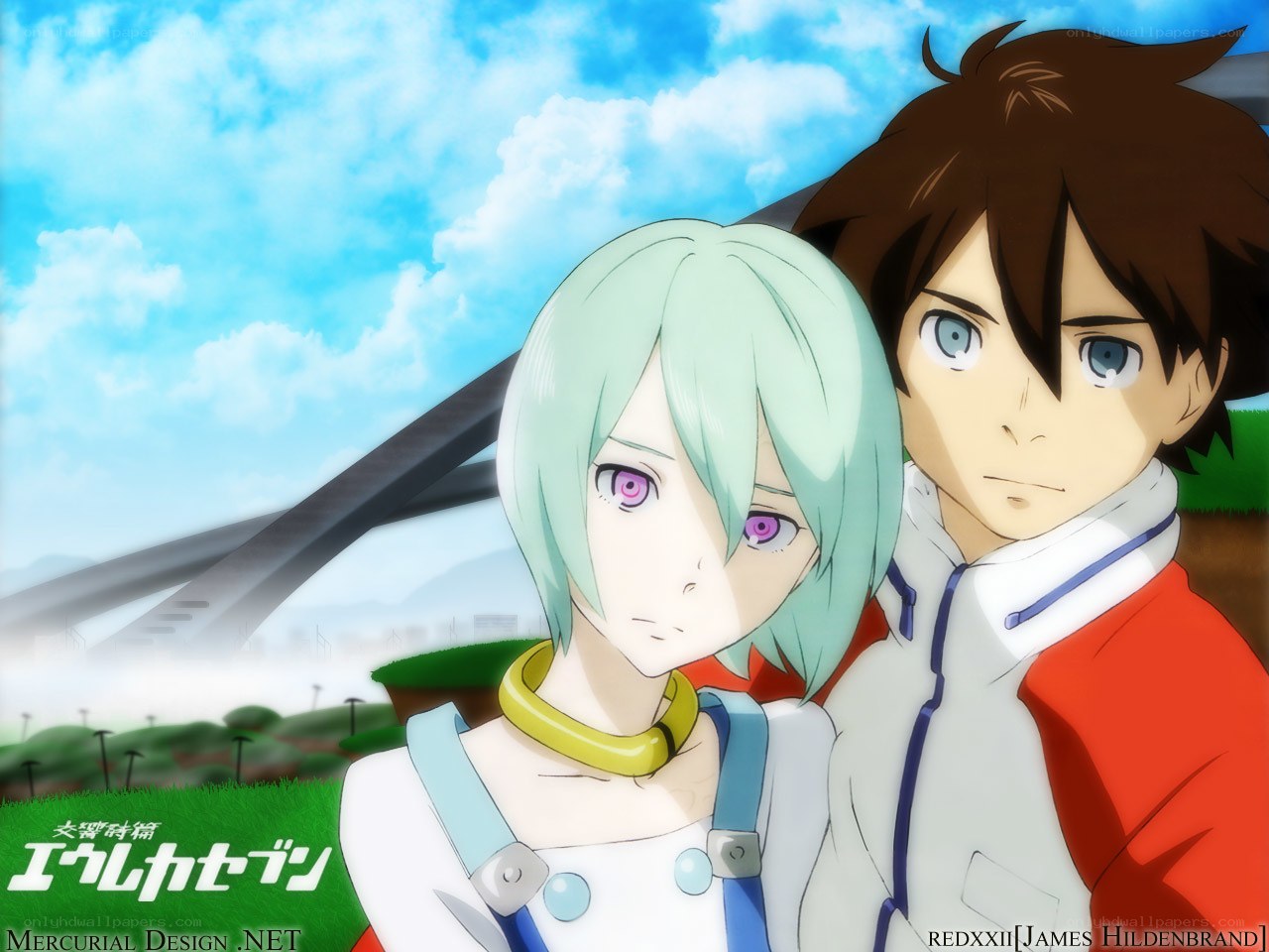 anime characters in a field