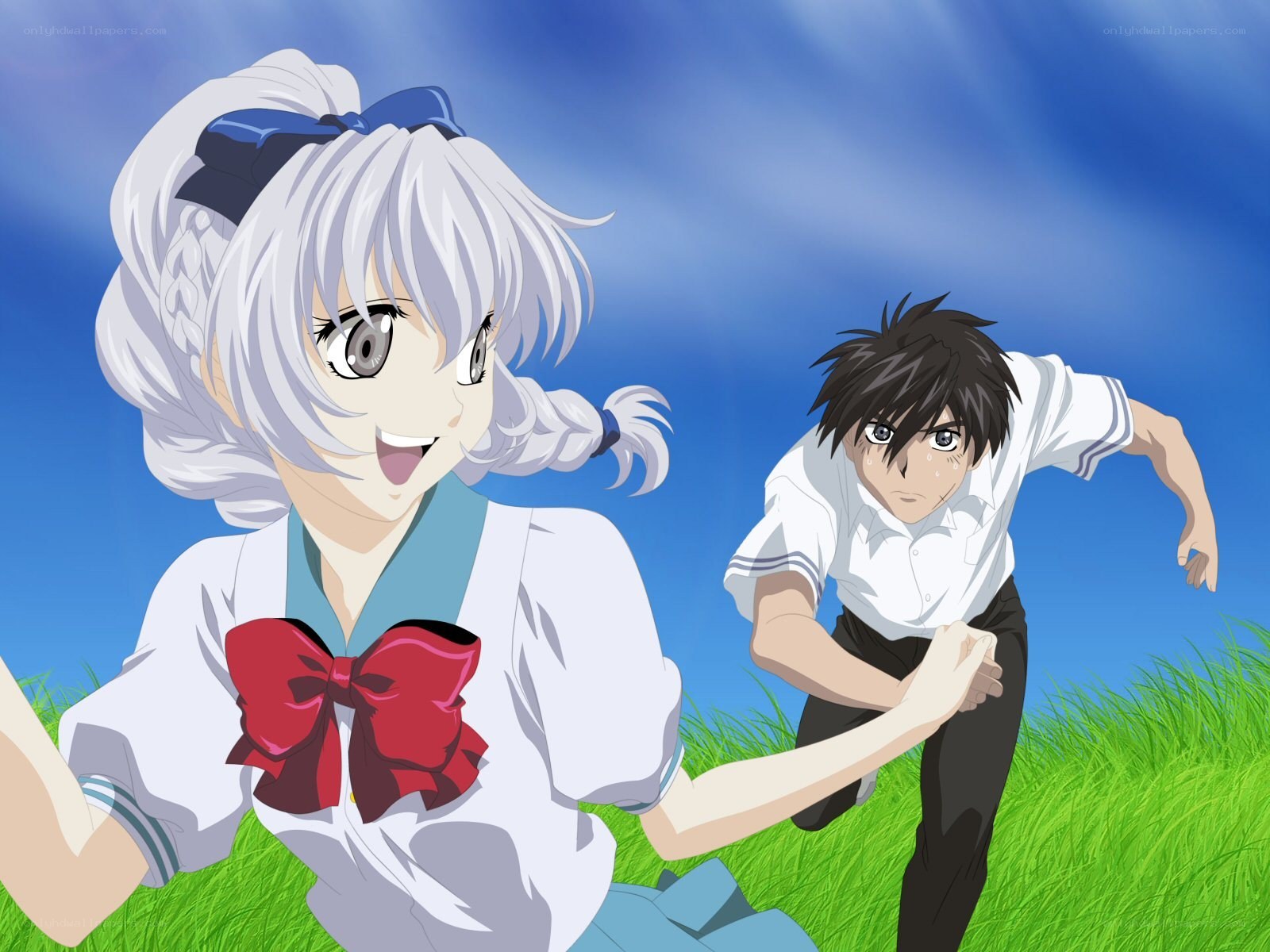 Anime characters in a field