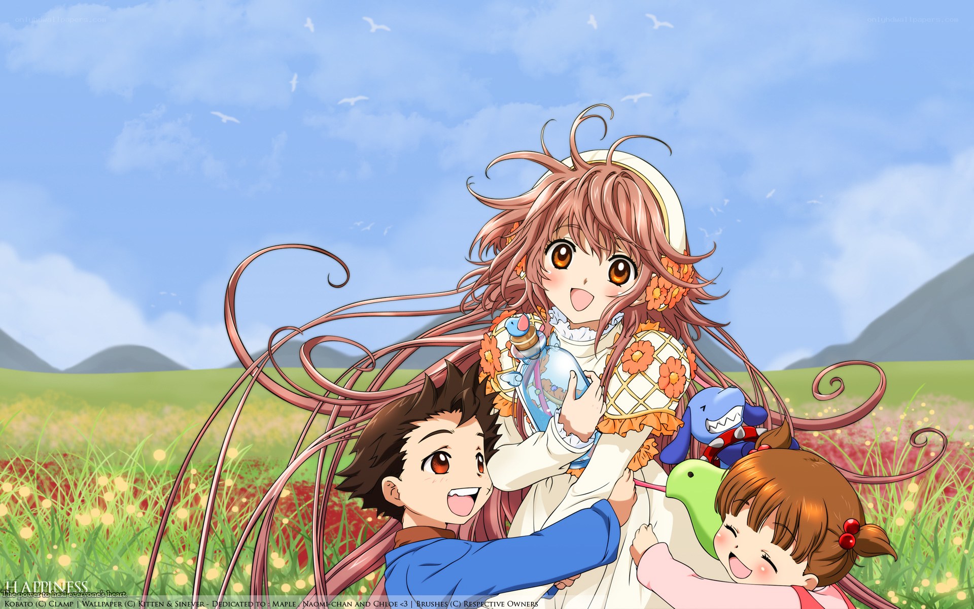 Anime characters in a field