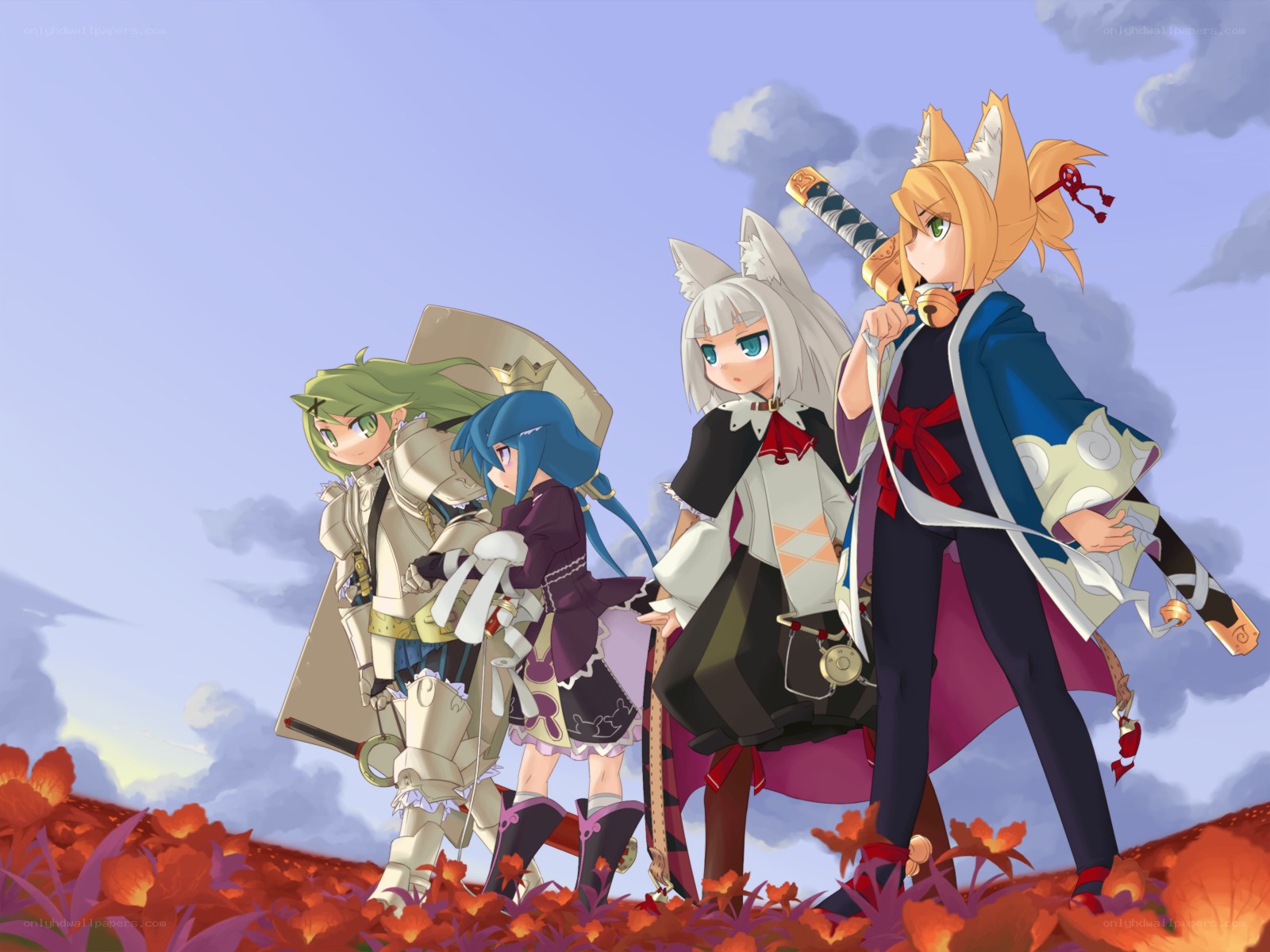 anime characters in a field