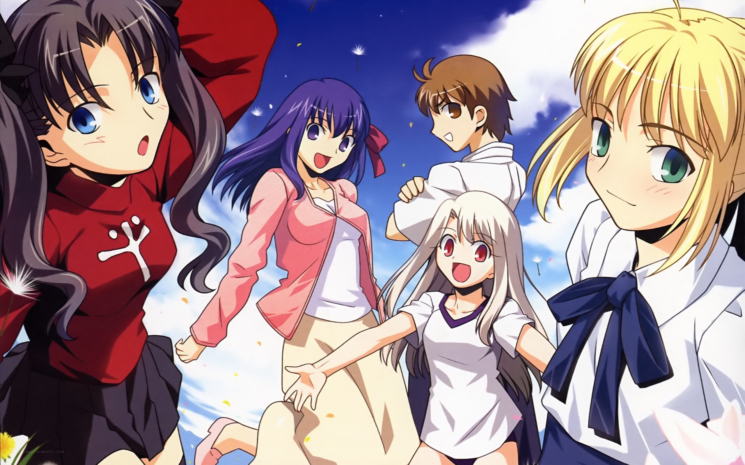 anime characters in a field