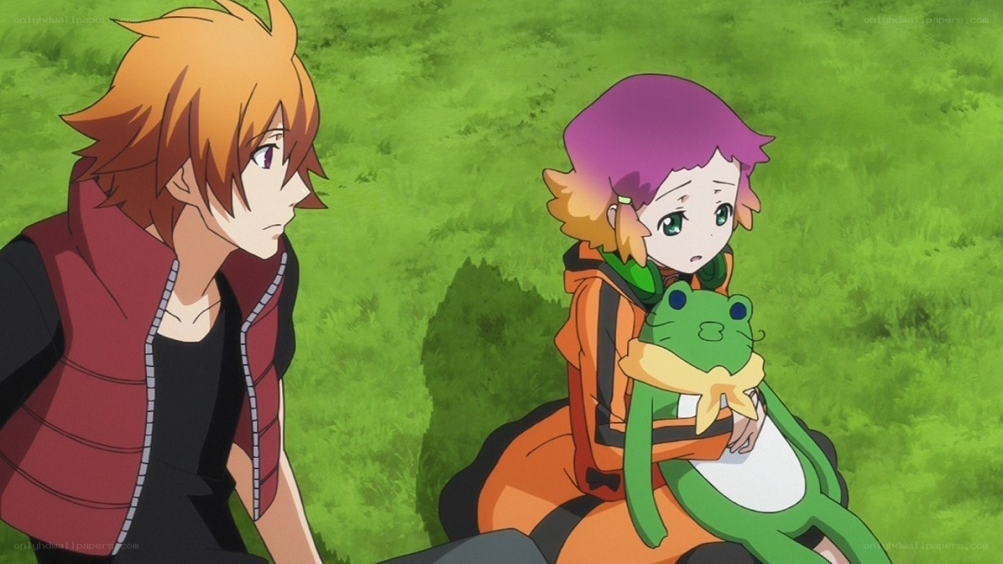 Anime characters in a field