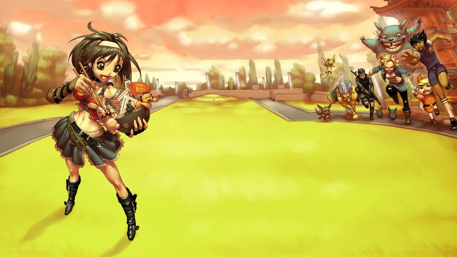 anime characters in a field