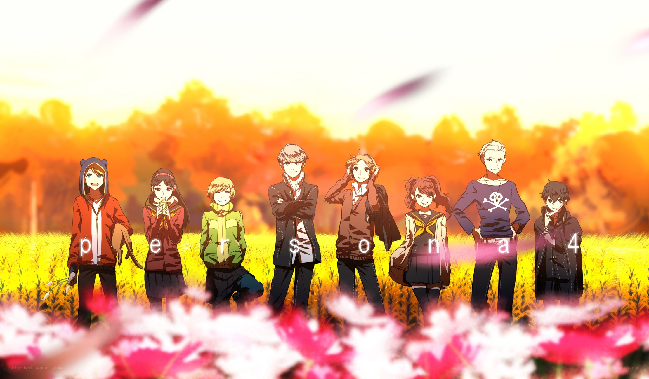 anime characters in a field