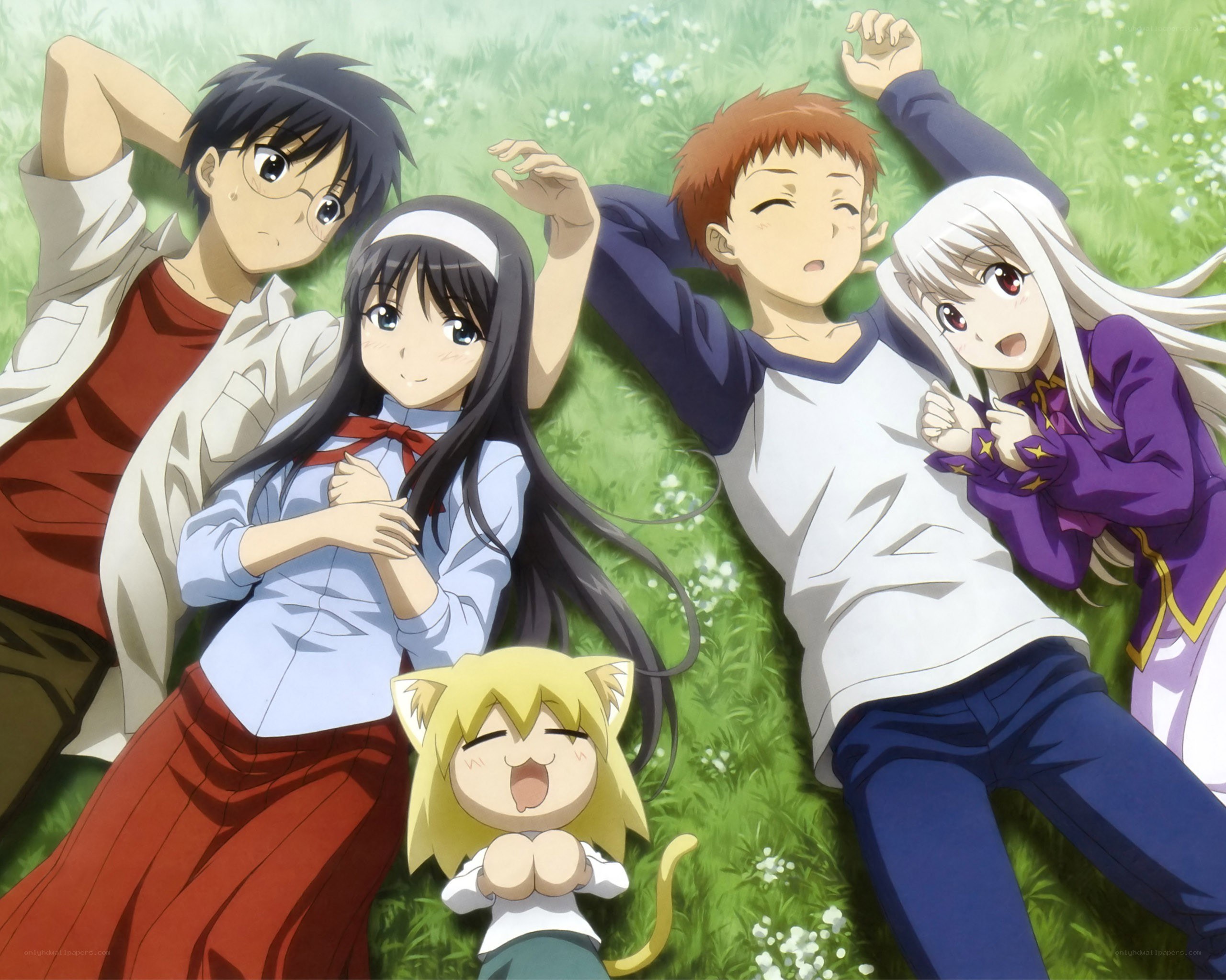 anime characters in a field