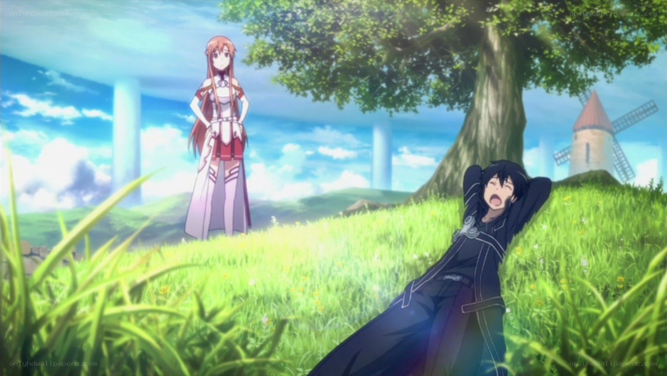 anime characters in a field