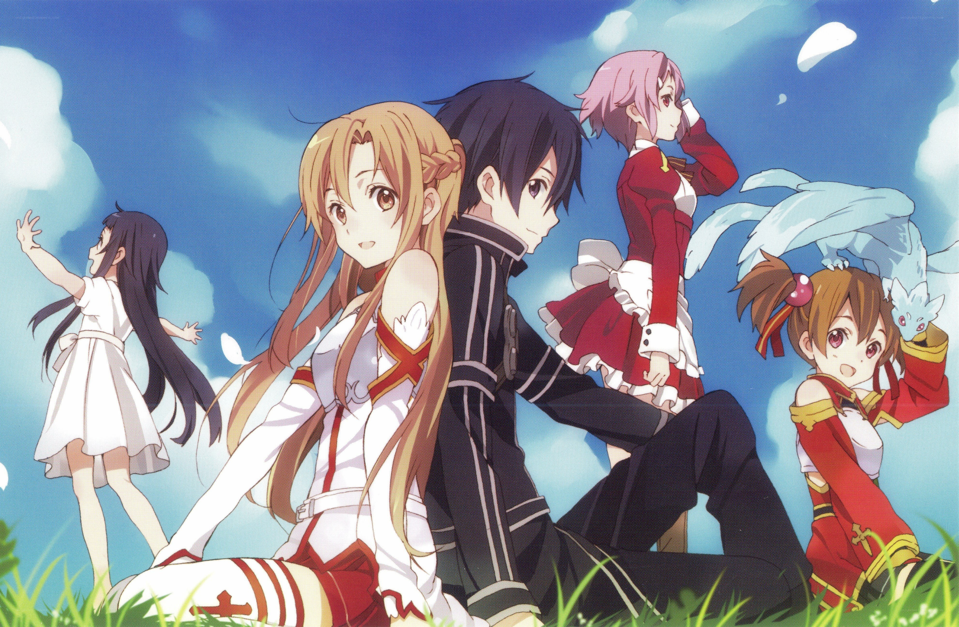 Anime characters in a field