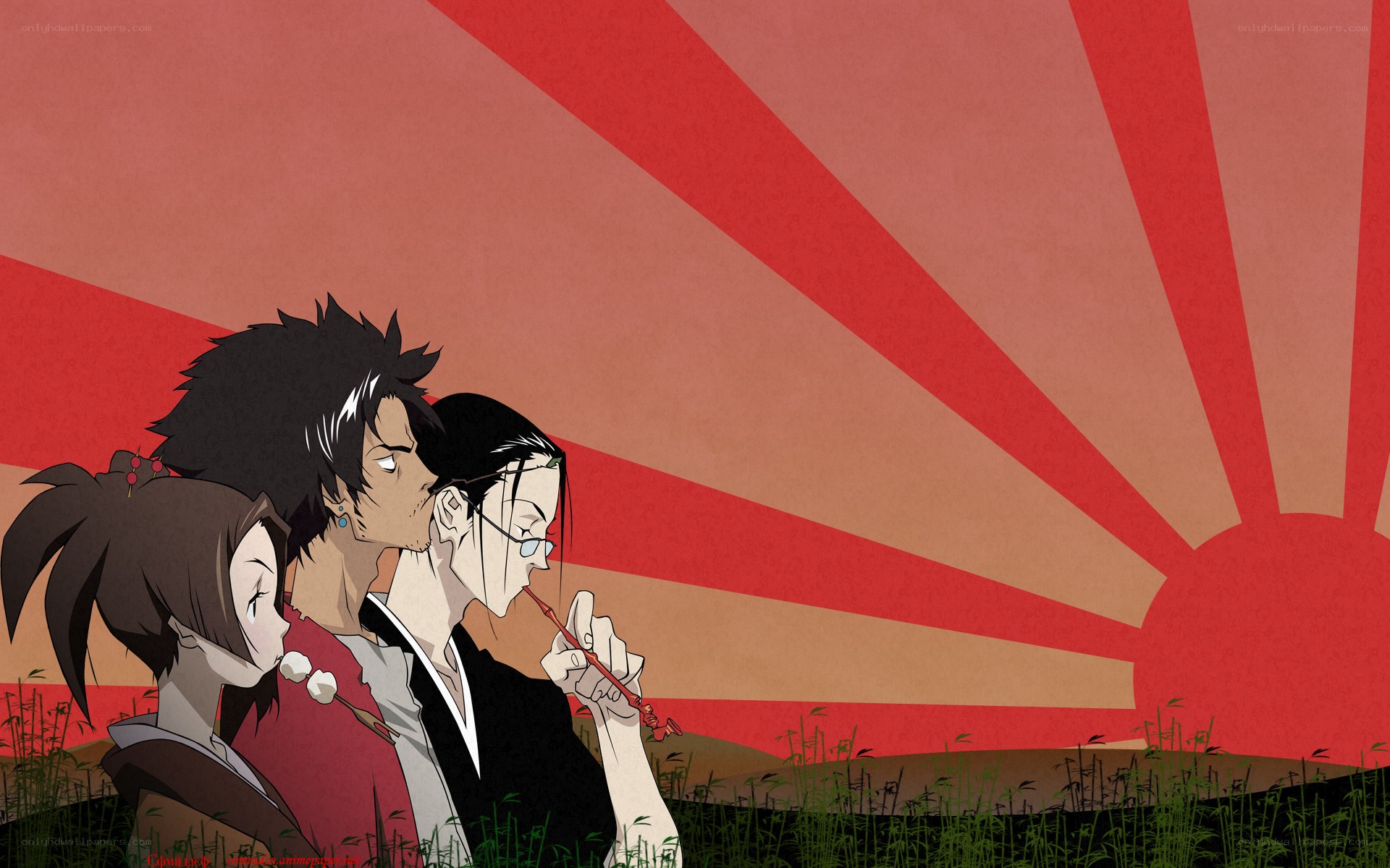 Anime characters in a field