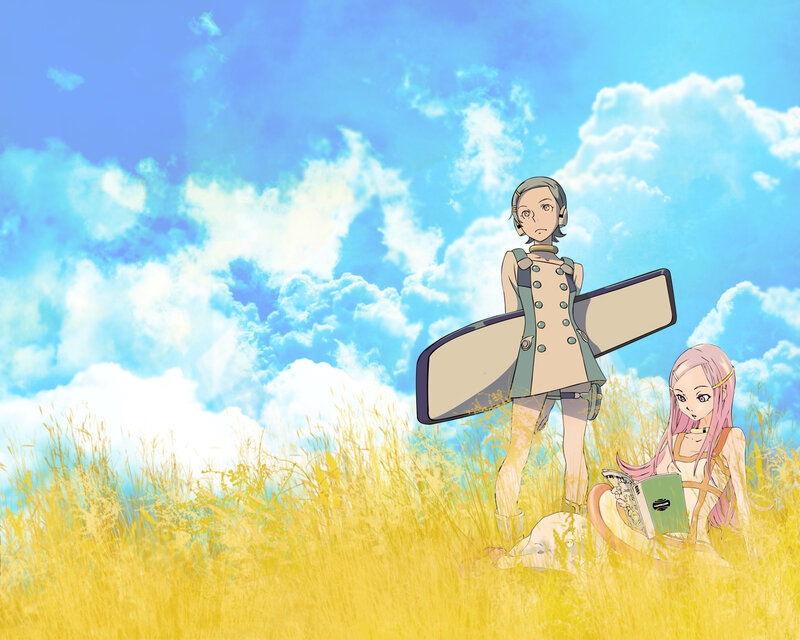 Anime characters in a field