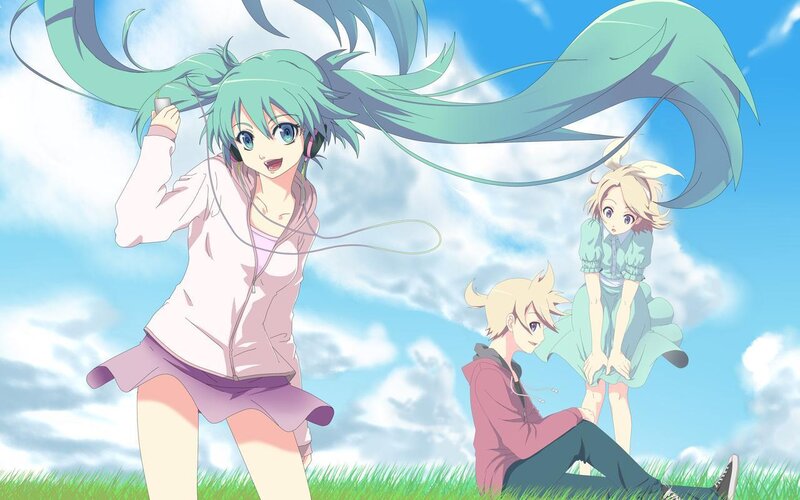 Anime characters in a field