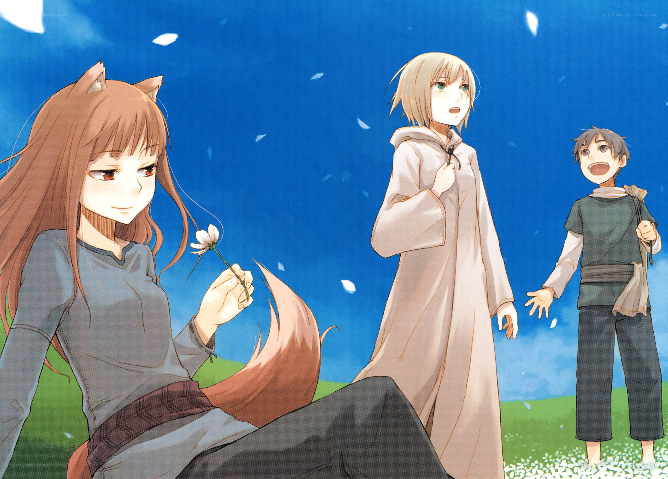 Anime characters in a field