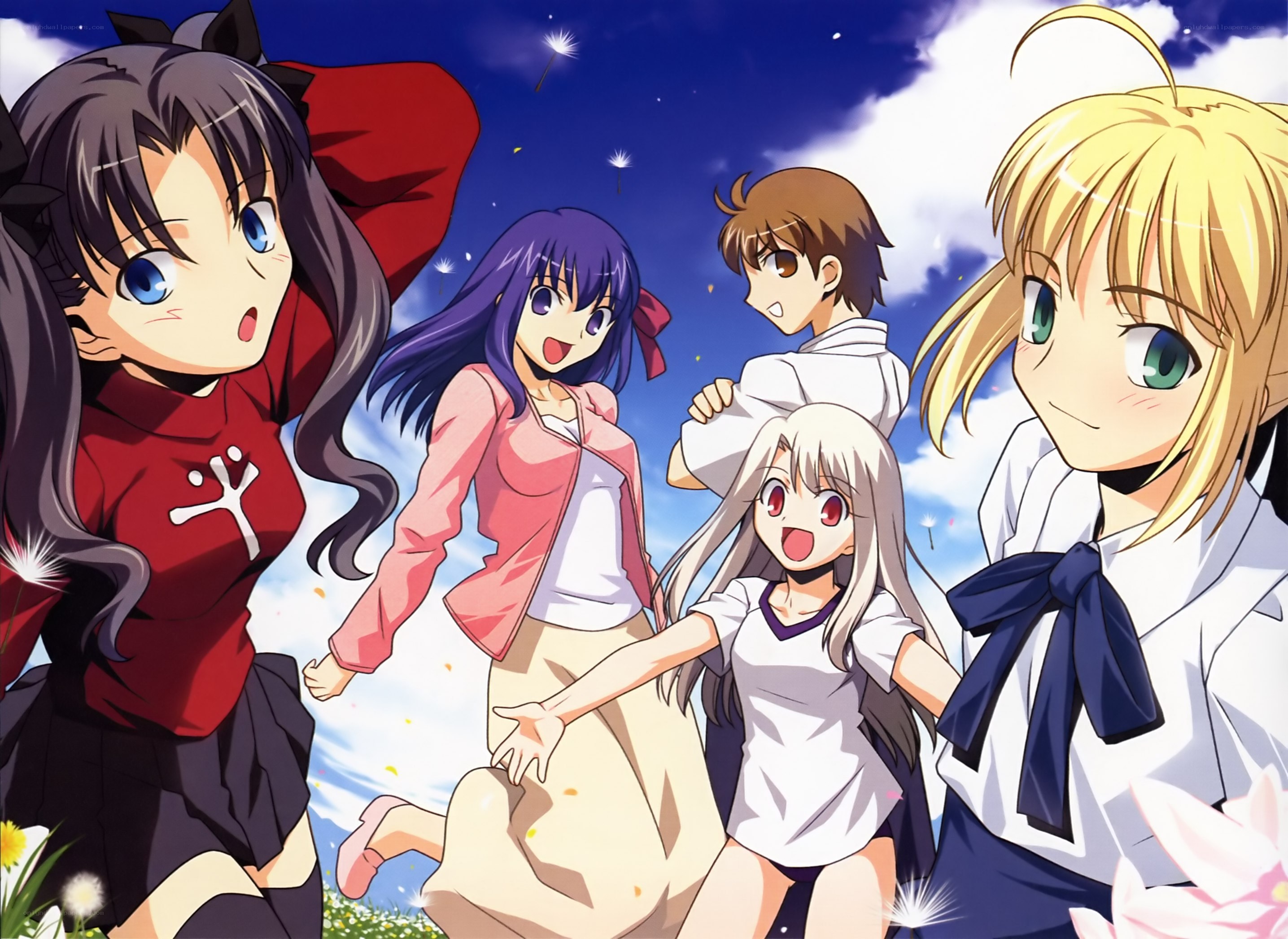 anime characters in a field