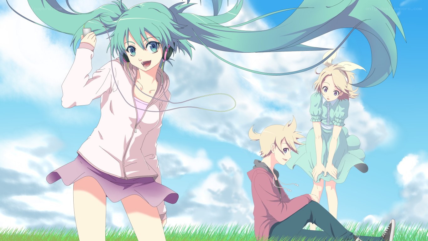 Anime characters in a field