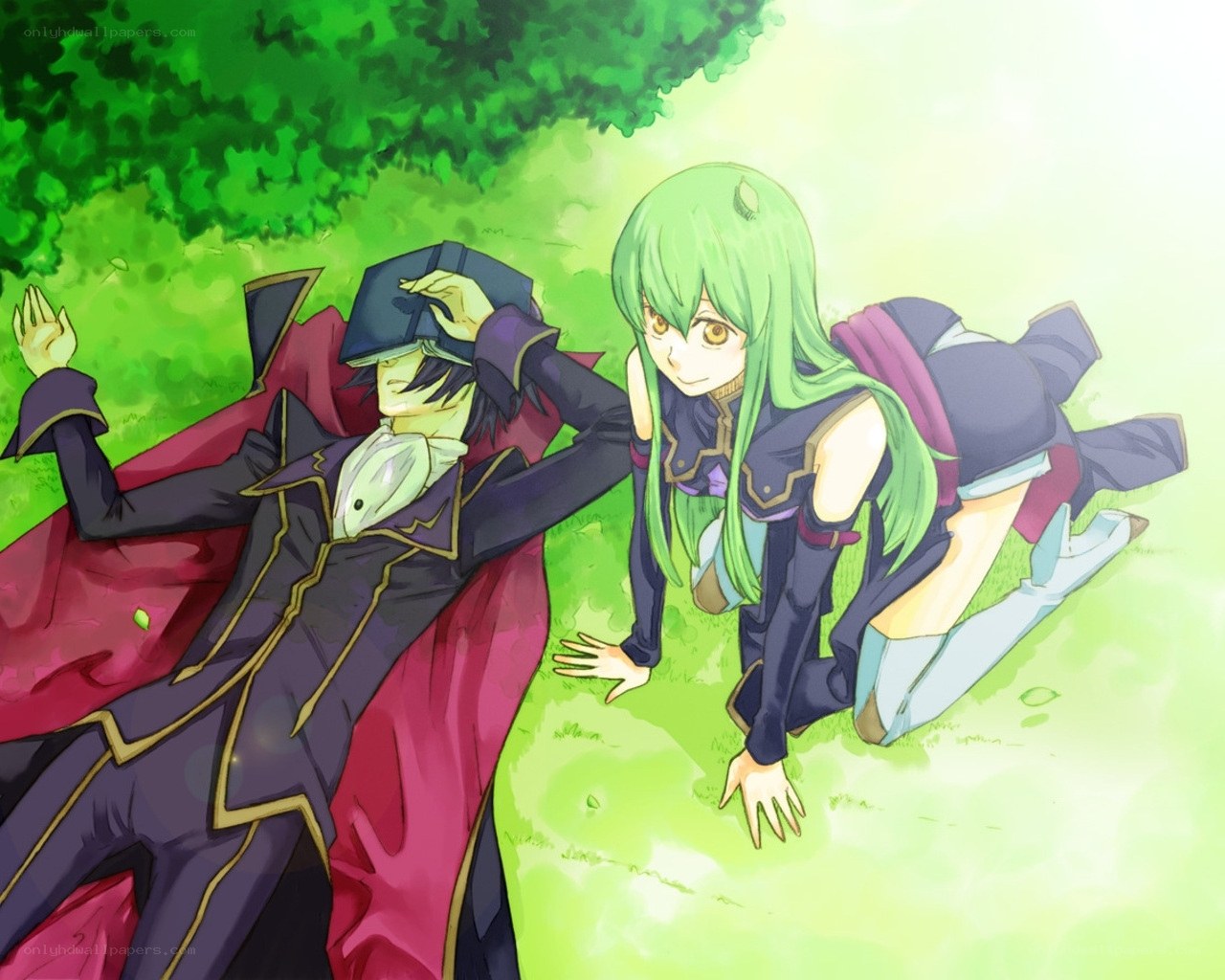 anime characters in a field