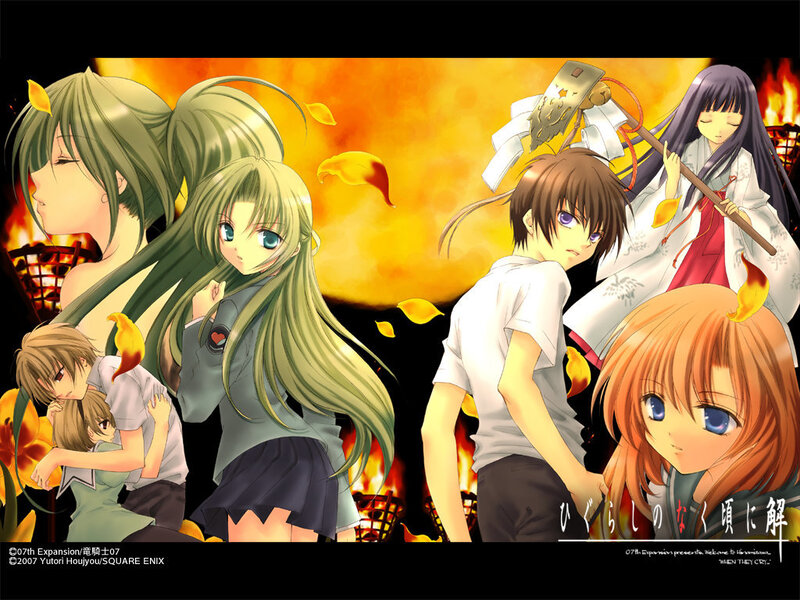 Anime characters in a fiery scene
