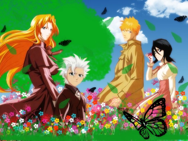 anime characters in a flower field