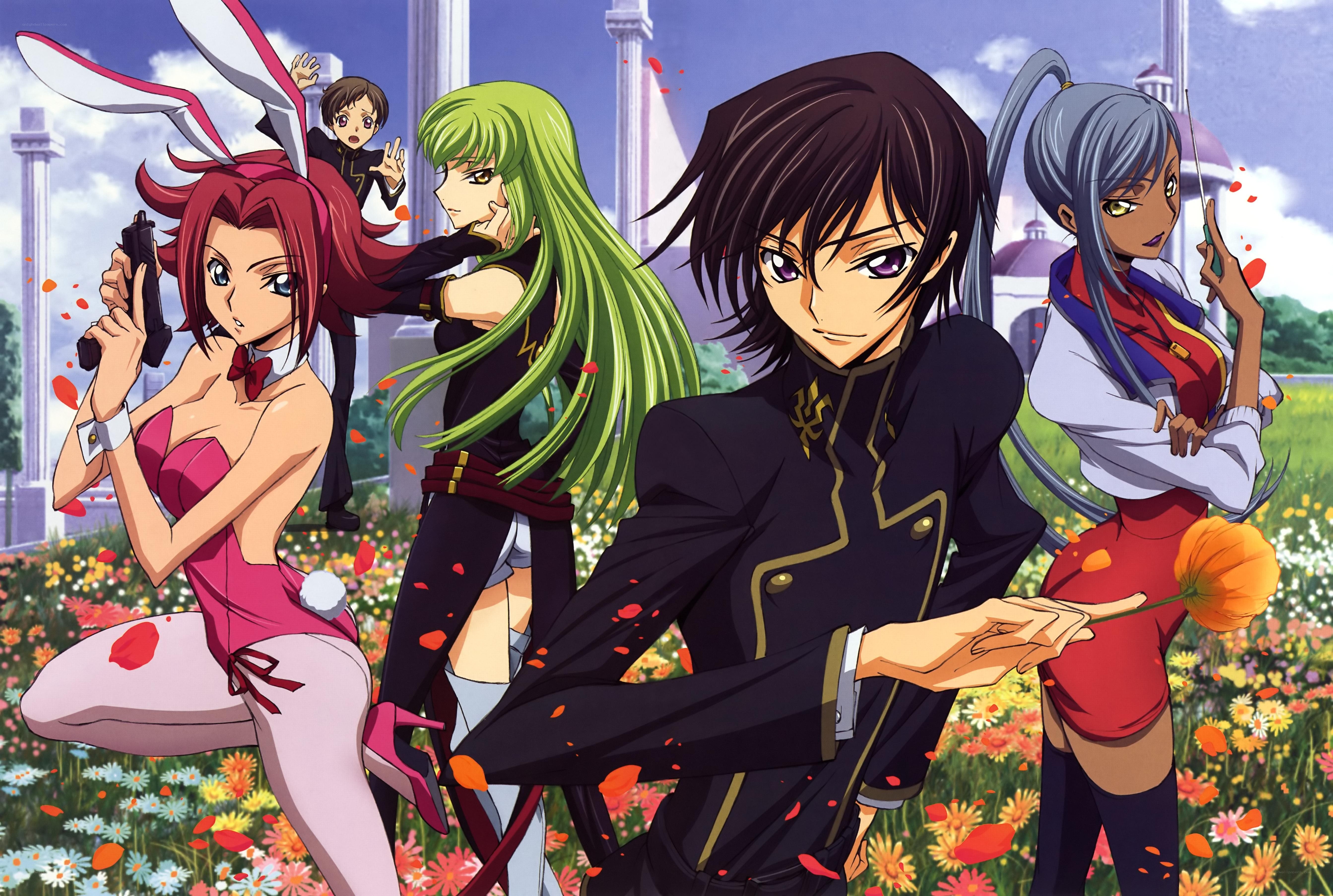 anime characters in a flower field