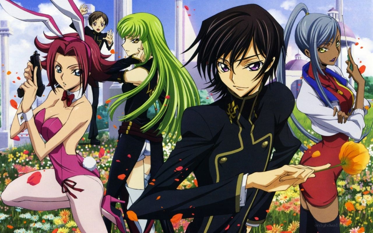 anime characters in a flower field