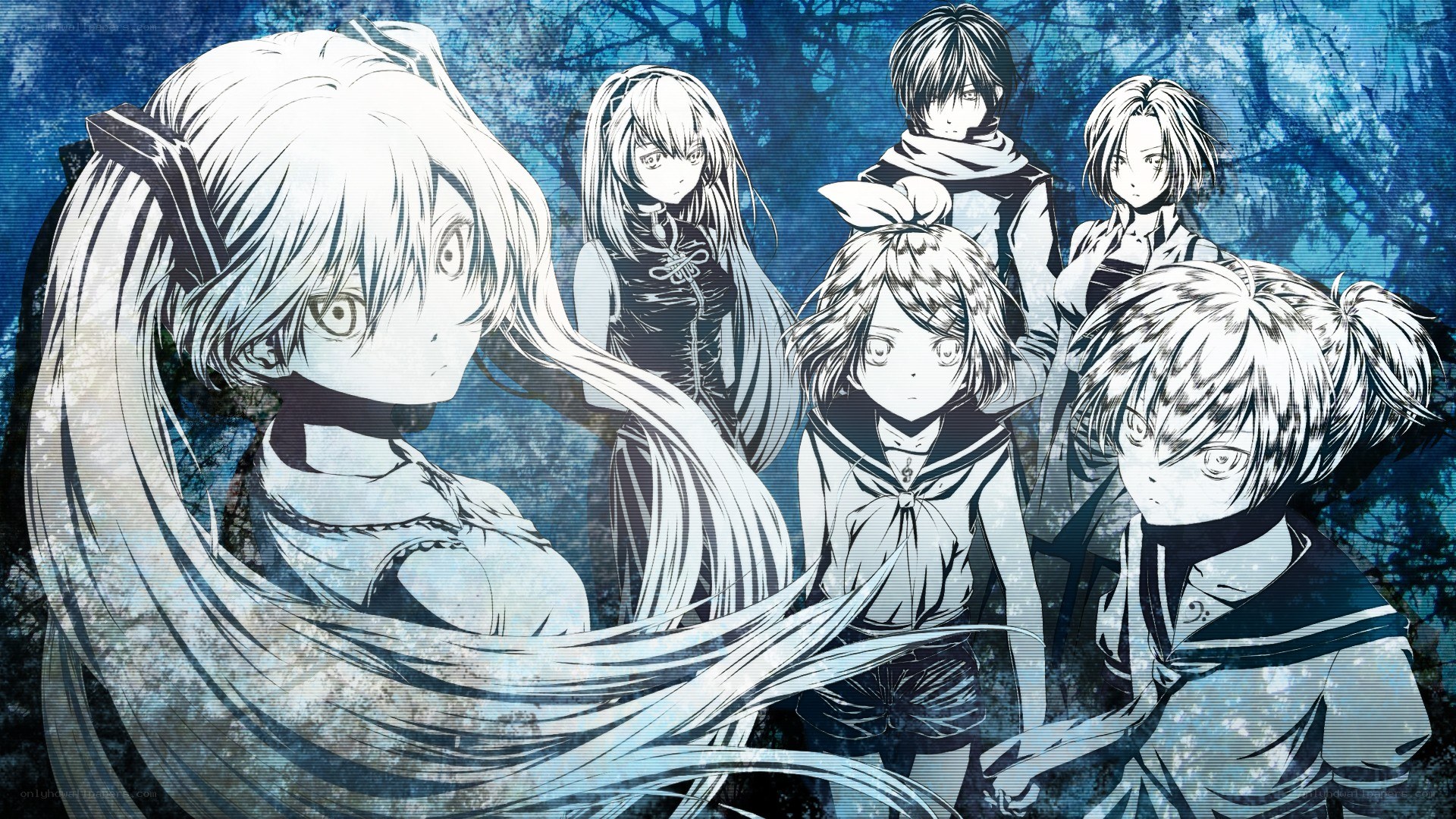 anime characters in a forest