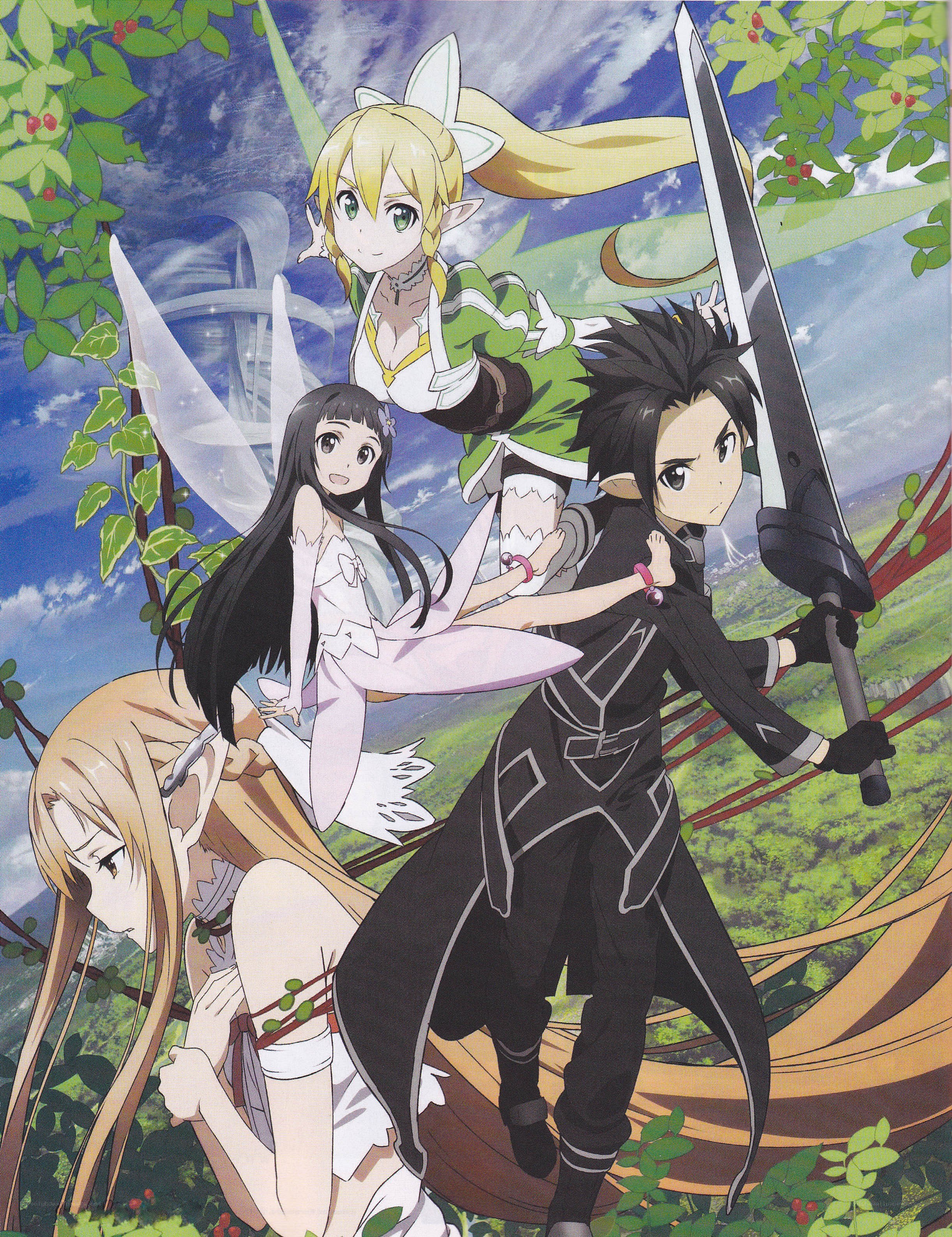 Anime characters in a forest
