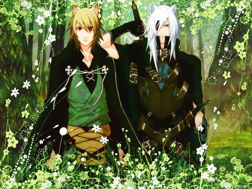 Anime characters in a forest