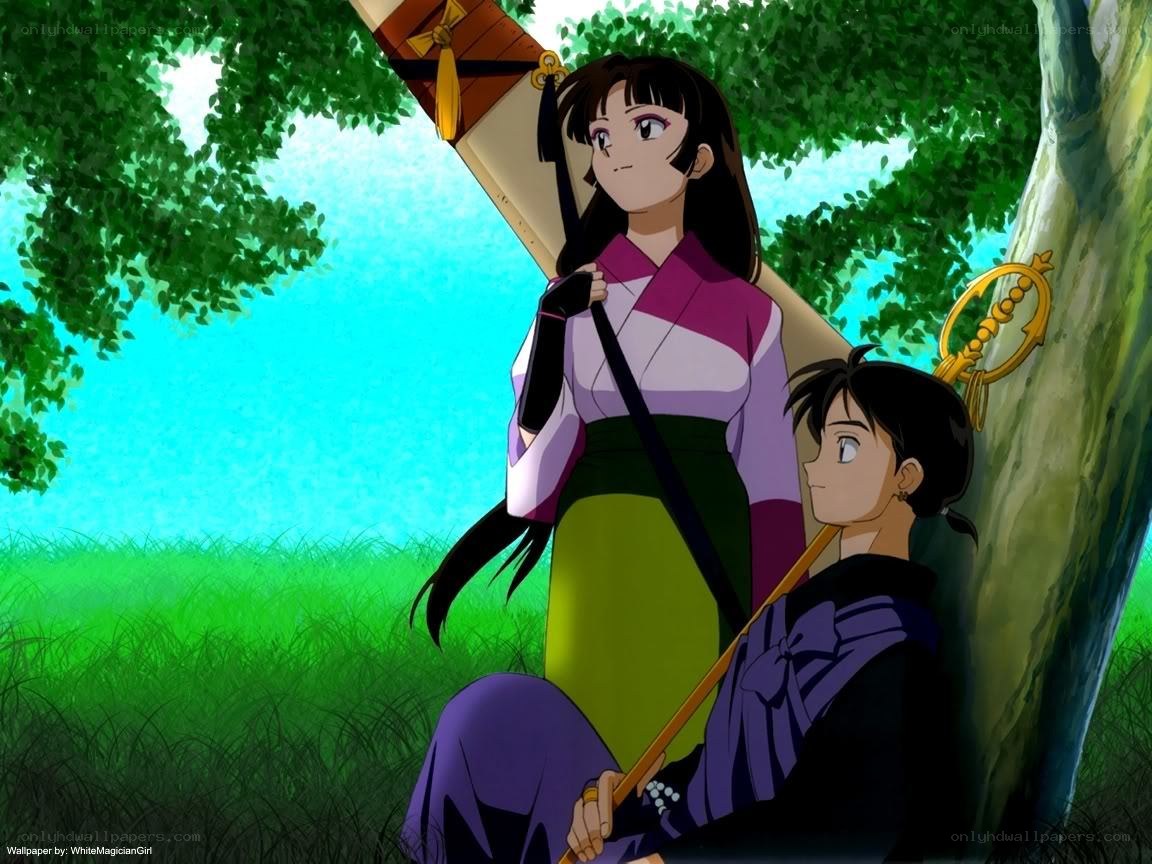 Anime characters in a forest