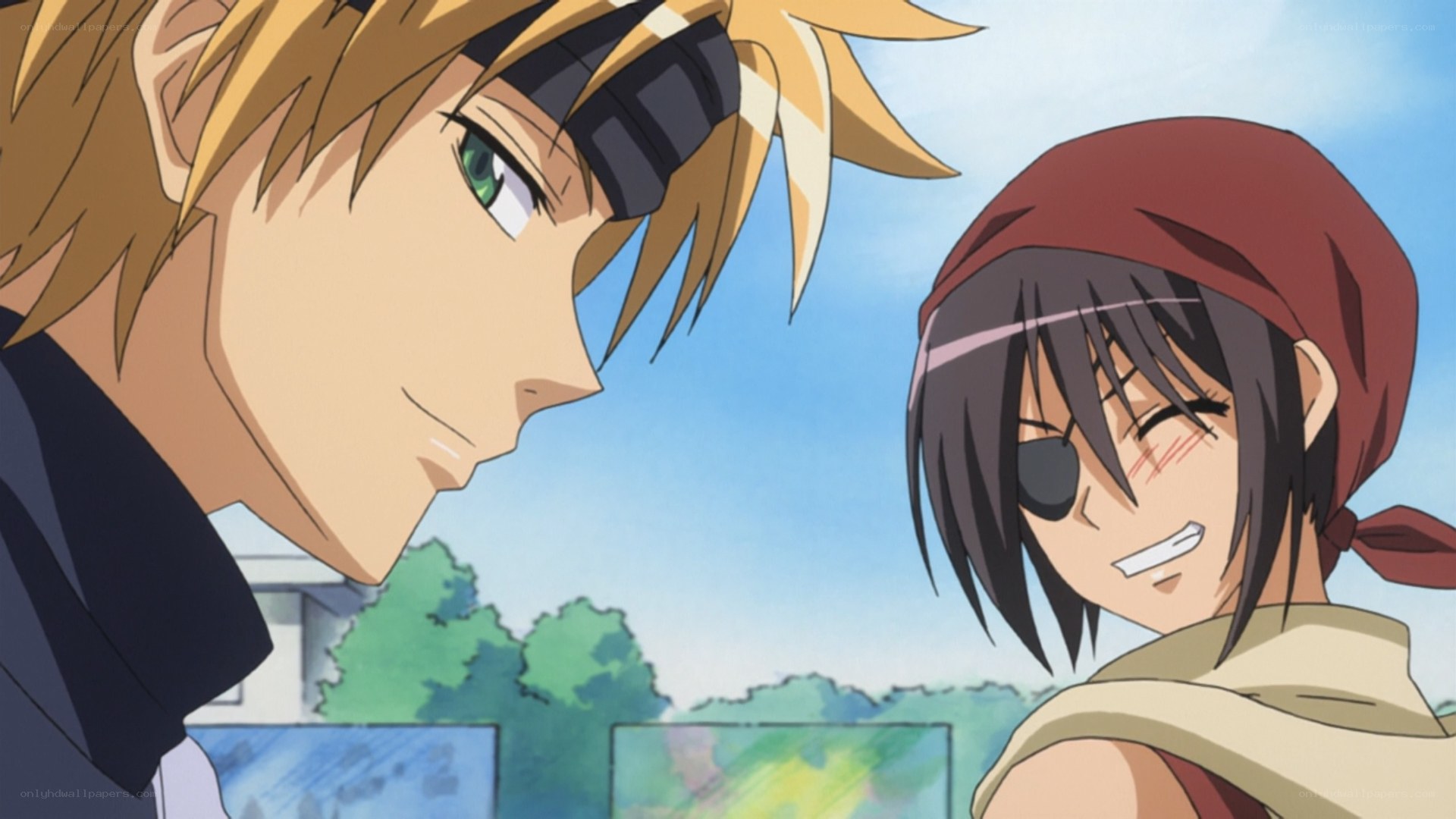 anime characters in a friendly moment