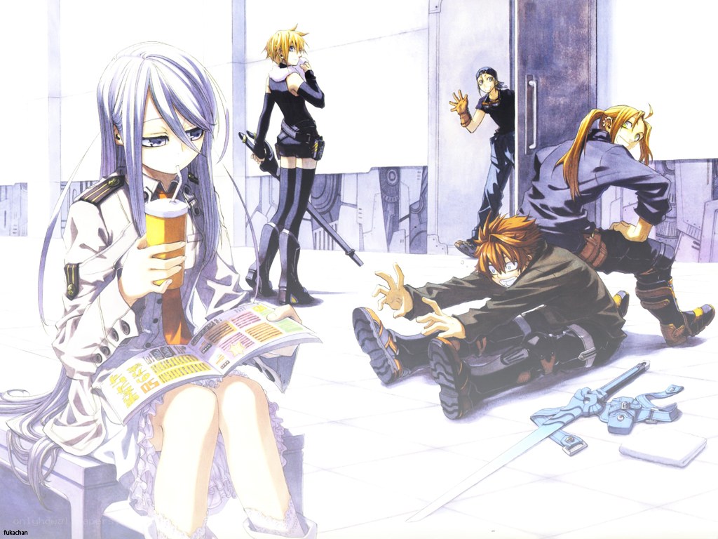 Anime characters in a futuristic setting