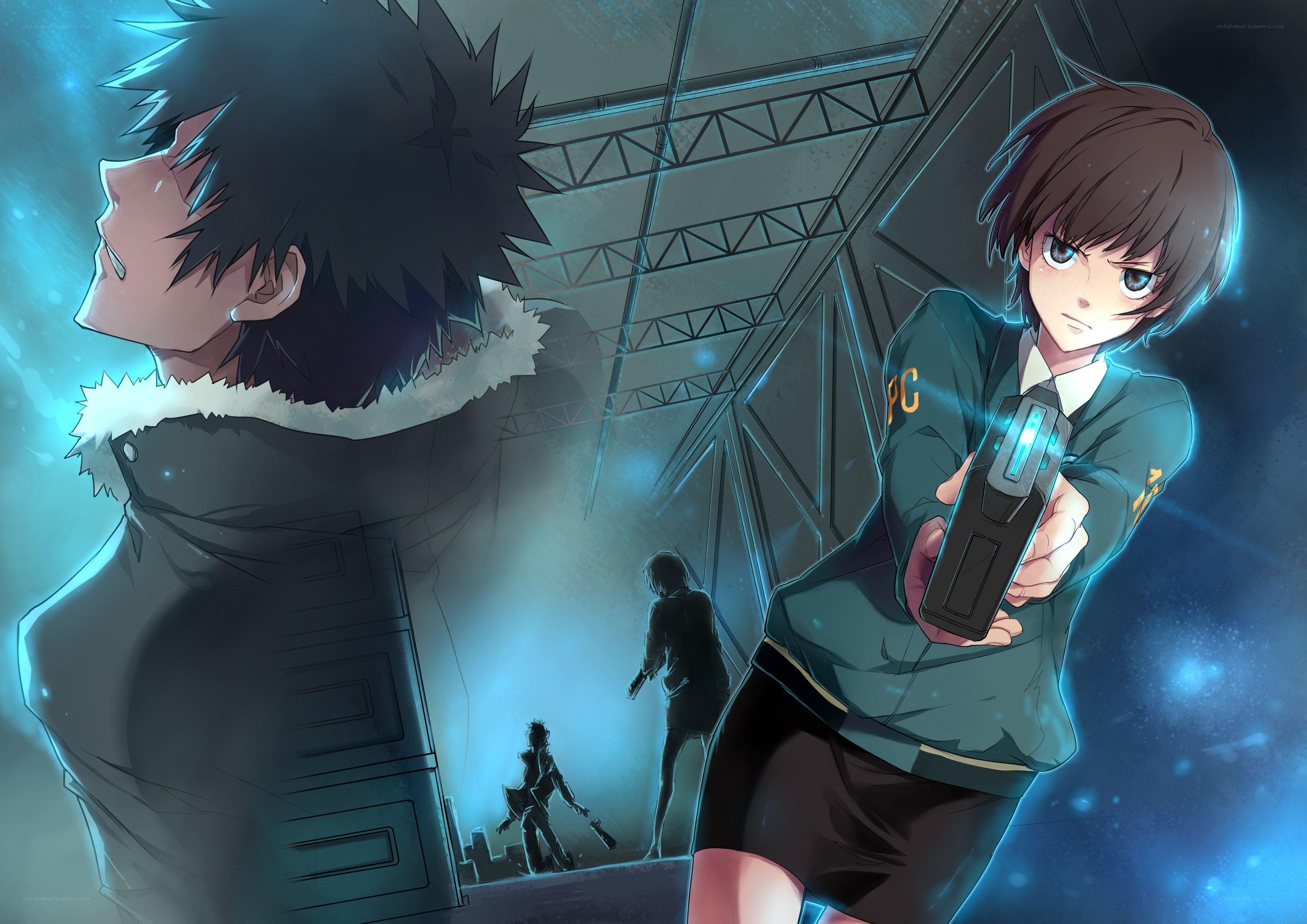Anime characters in a futuristic setting